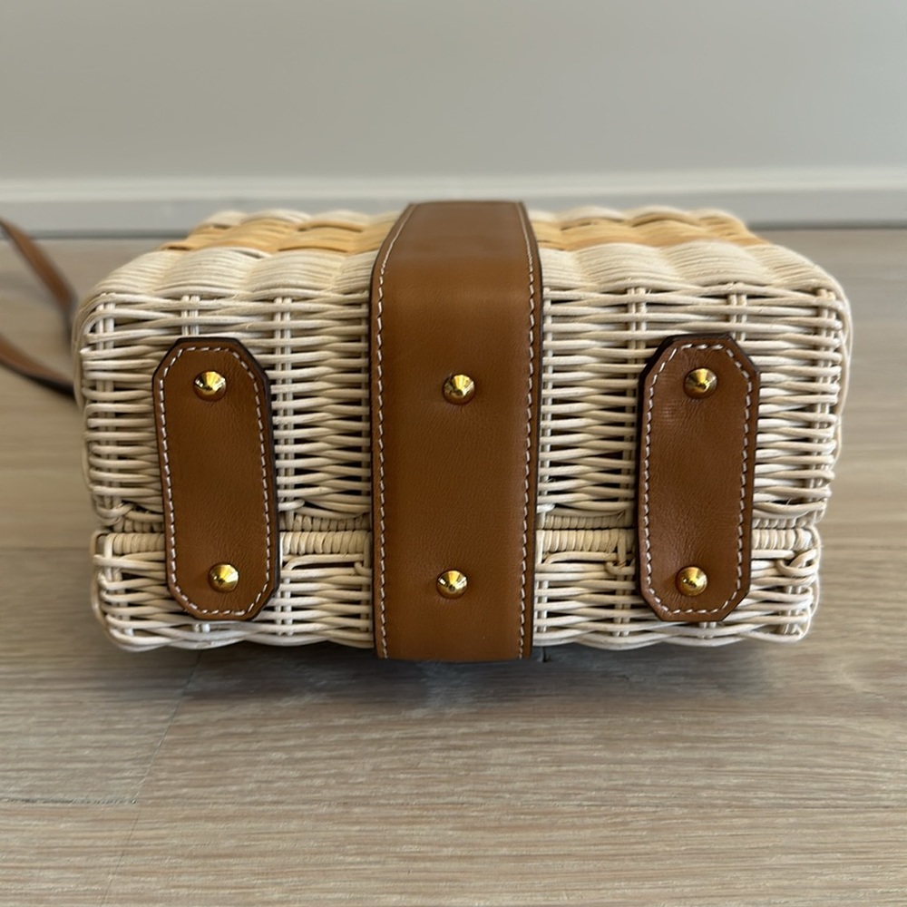 Mark Cross Rattan Wicker and Leather Box Bag - Picture 5 of 7